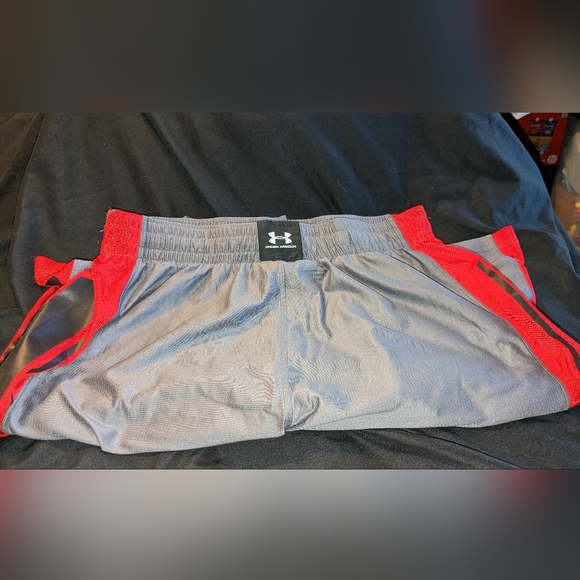 Under Armour, Large, Gray and Red Shorts - Picture 2 of 3
